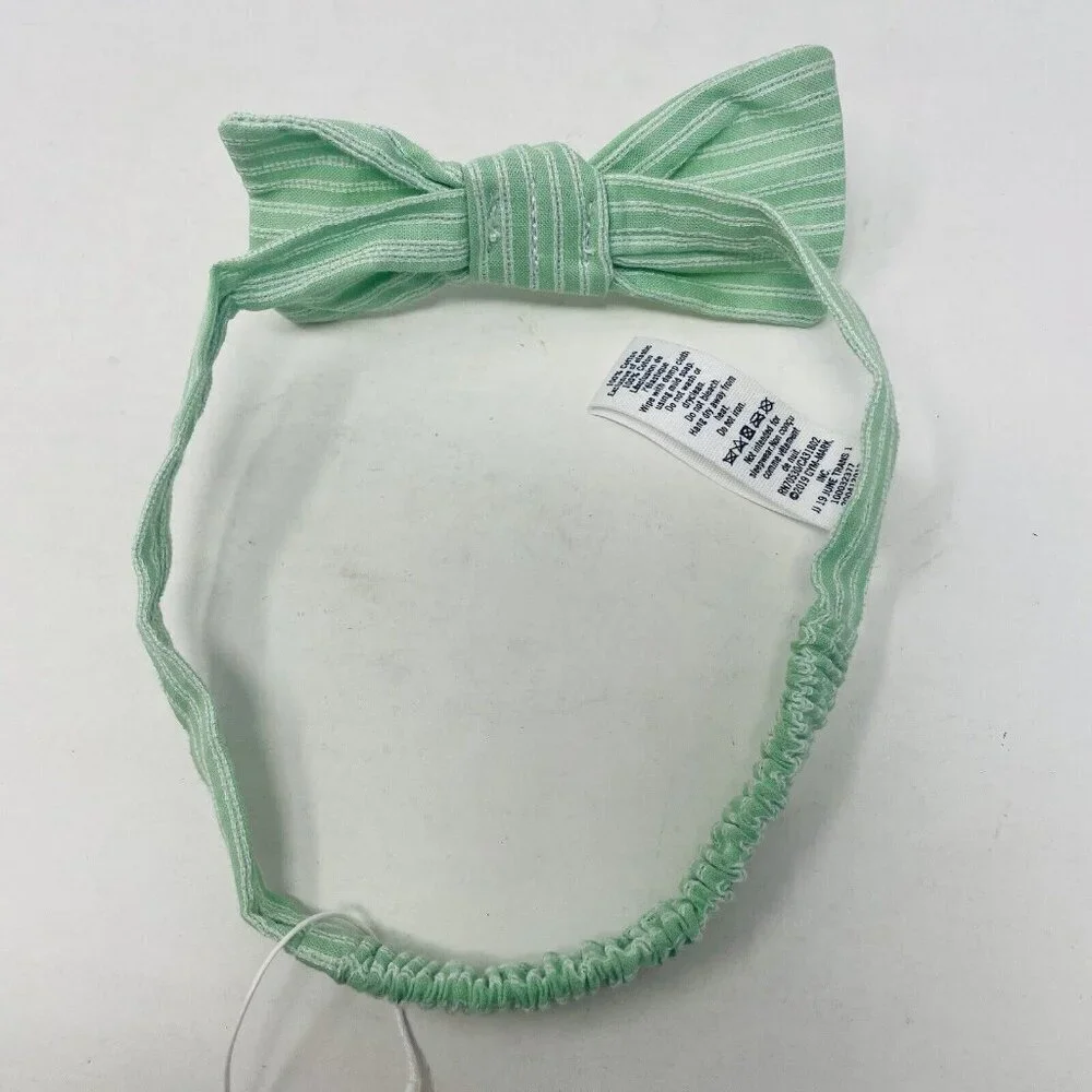 Janie and Jack Baby Girls One Size‎ Elastic Green Striped Headband with Bow $14